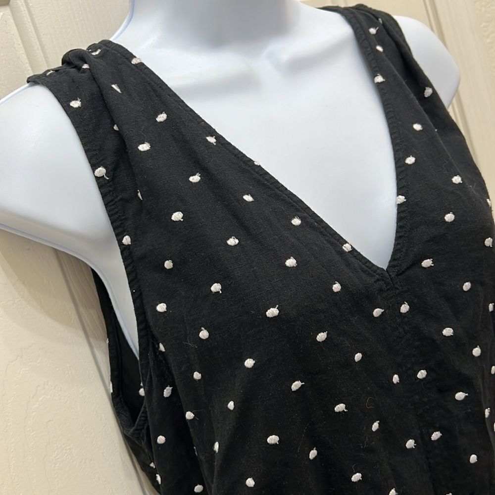 Loft Shorts Romper Sz 10 Black White Embroidered Polka Dot 55% Linen 45% Viscose - Picture 3 of 11